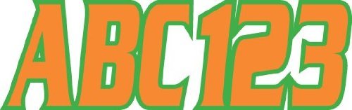 Stiffie Hardline Orange/Green 3'' Alpha-Numeric Registration Identification Numbers Stickers Decals For Boats & Personal Watercr