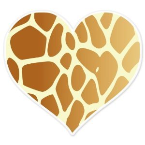 Giraffe Animal Print Heart Car Bumper Sticker 4'' X 4''