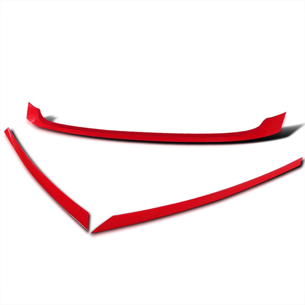 Spec-D Tuning Jdm Red Front Grille Trim Cover Garnish 3Pc Compatible With 2016-2018 Honda Civic Fk8