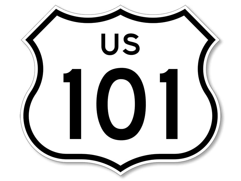 Us Highway 101 Sign Shaped Sticker (California Hollywood Freeway)