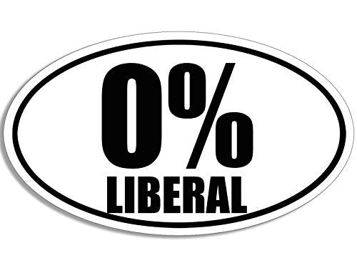 Oval 0% Liberal Sticker (Political Decals, Conservative, Republican Vinyl, Anti Democrat Bumper (3 X 5 Inch)