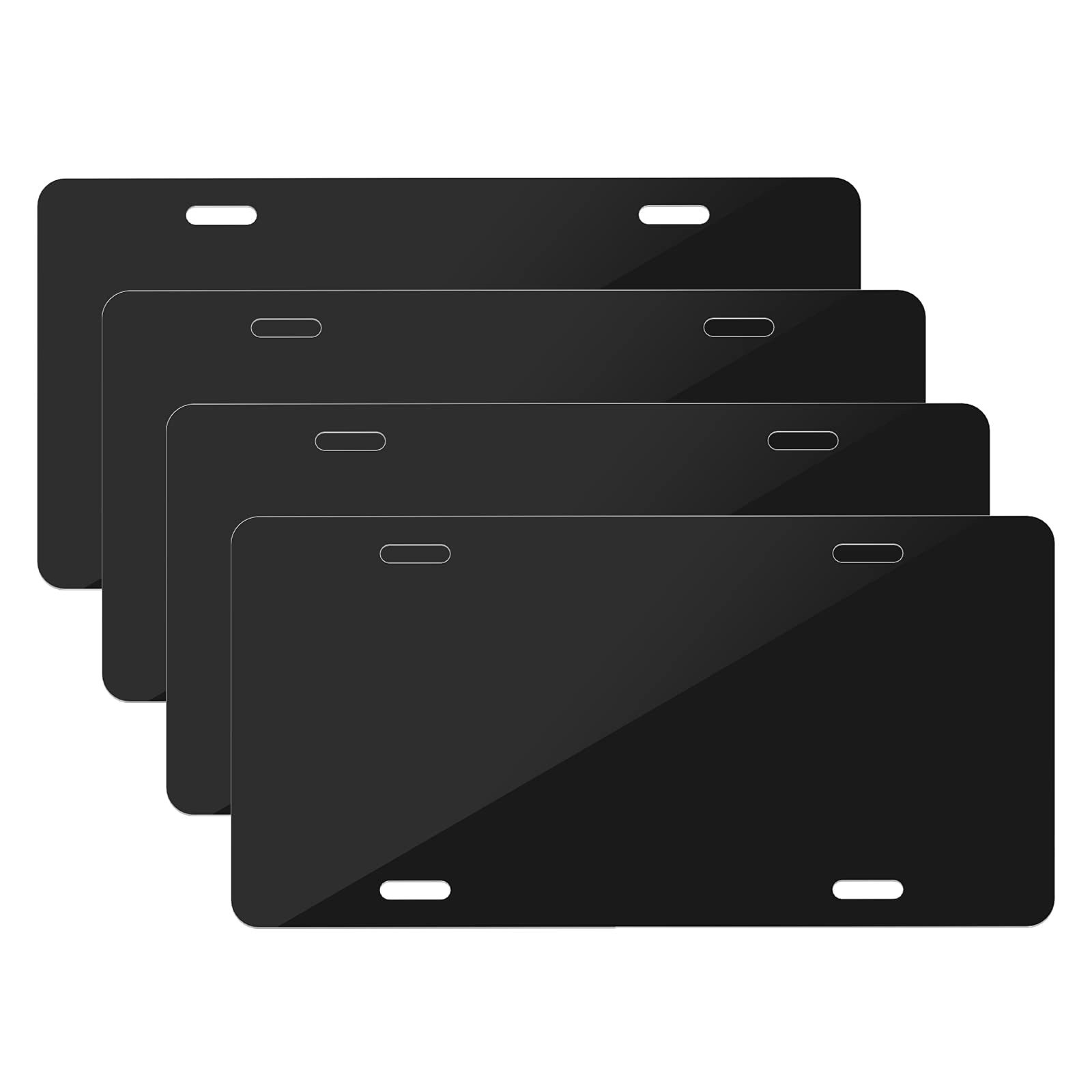Nomiou 4Pcs Blank Metal Automotive License Plate Plates Tag For Custom Design Work (Black)