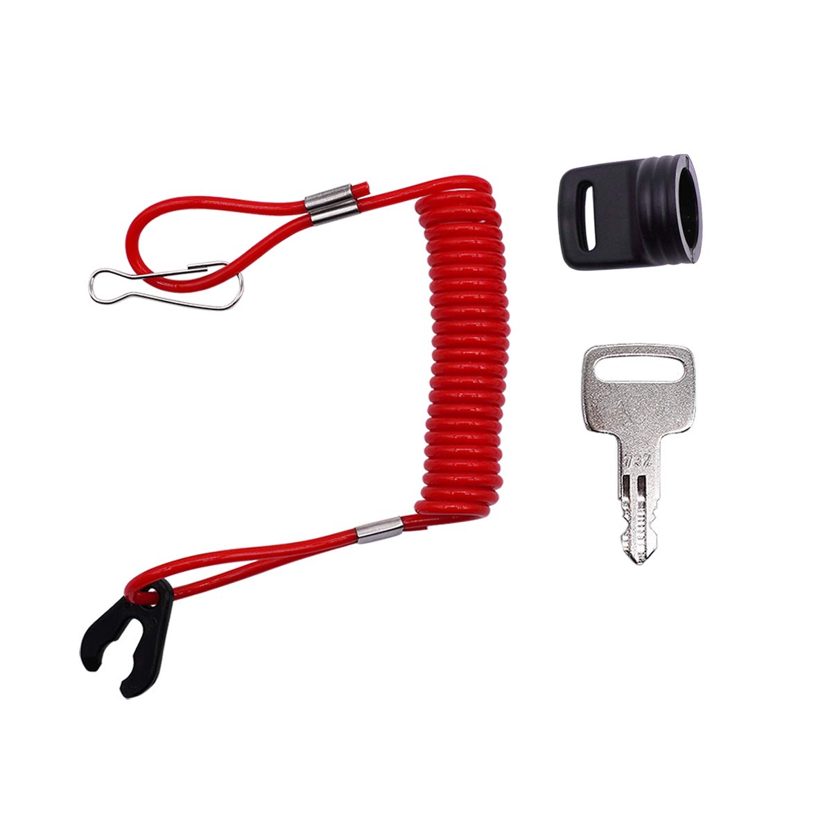 AIB2C Safety Lanyard Kill Switch & Key Cap Set for Yamaha Outboard Marine, Red, Model 682-82556-00-00, 703-82577-00-