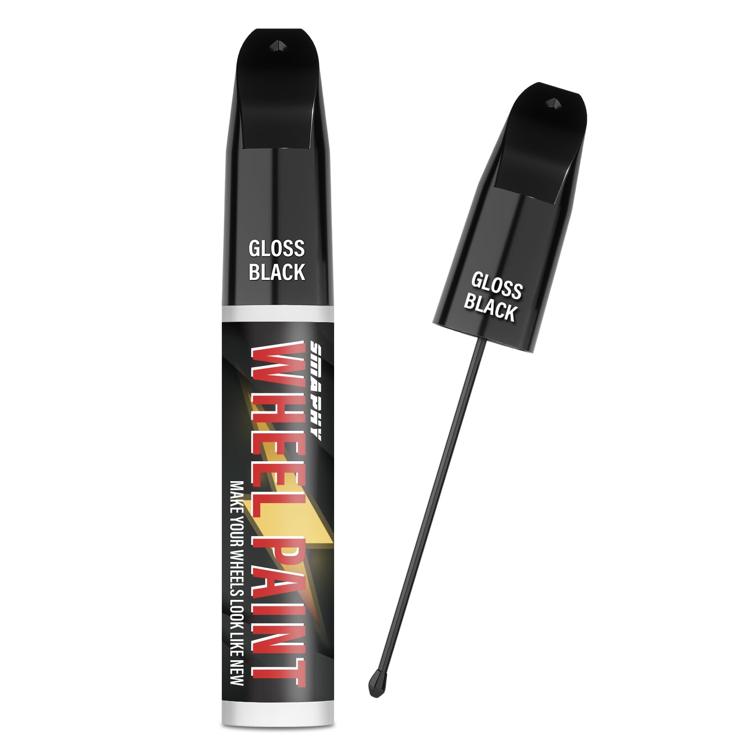 SMAPHY Gloss Black Rim Touch Up Paint - Quick & Easy Wheel Repair Paint for Cars - Universal Color for Rim Restoration