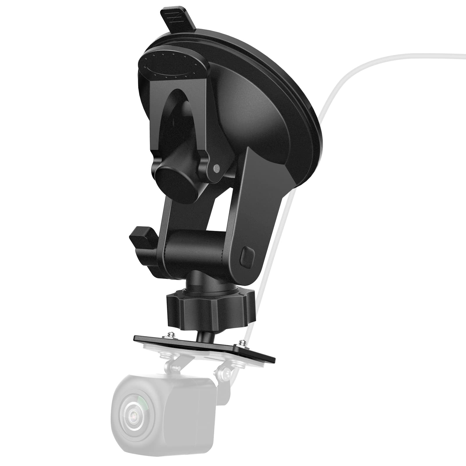 PixelMan Rear Camera Mount - Black Windshield & Window Bracket for SUV, Truck, RV Backup Camera