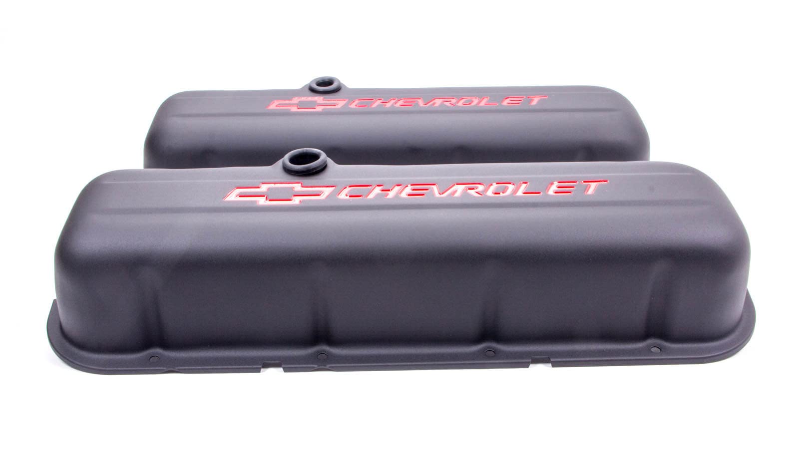 Proform 141-811 Engine Valve Covers; Stamped Steel; Tall; Black; W/ Bowtie Logo;
