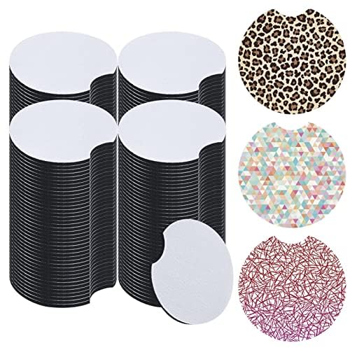 120Pcs Sublimation Blanks Car Coasters, Absorbent Auto Coasters For Cup Holders, Neoprene Car Coasters Absorb Spills To Keep Cup