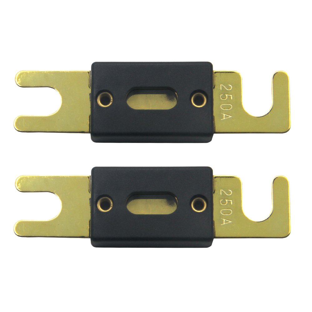 Zookoto 2 Pcs Anl Fuses 250Amp Gold Plated Fuse