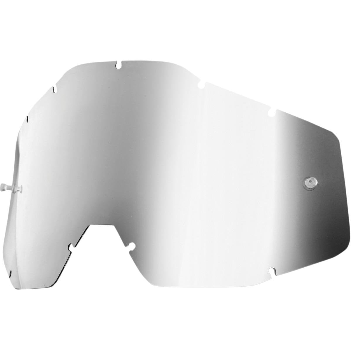 100% Goggle Replacement Lens - Racecraft 1, Accuri 1, Strata 1 Compatible (Anti-Fog-Silver Mirror)