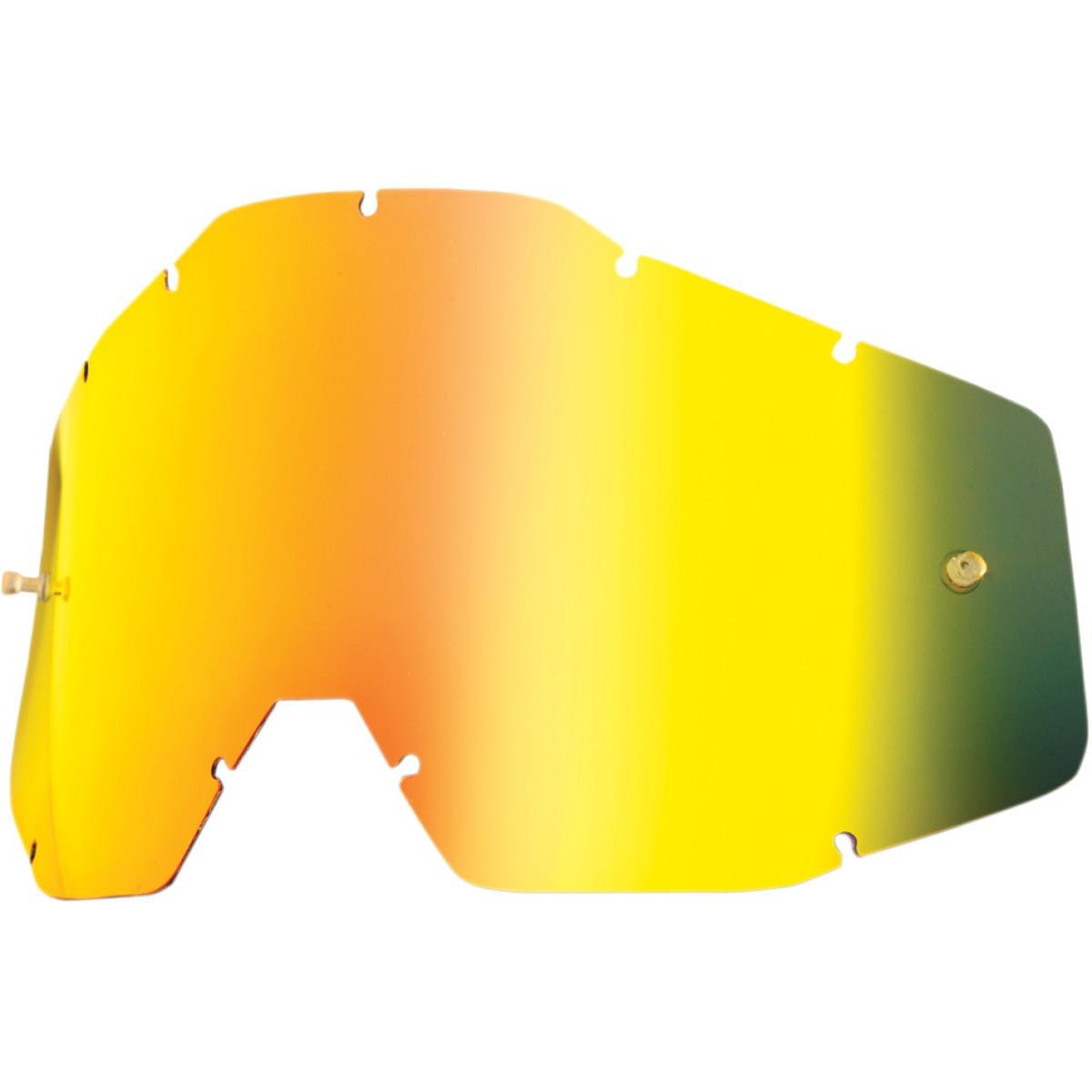 100% Goggle Replacement Lens - Racecraft 1, Accuri 1, Strata 1 Compatible (Anti-Fog-Gold Mirror/Smoke)