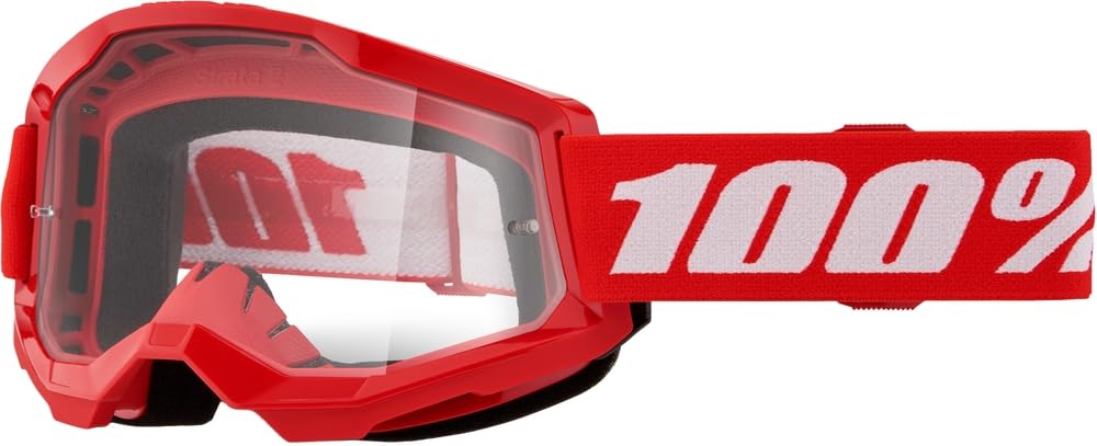 100-Percent Strata 2 Goggles Osfm Red/Clear Lens