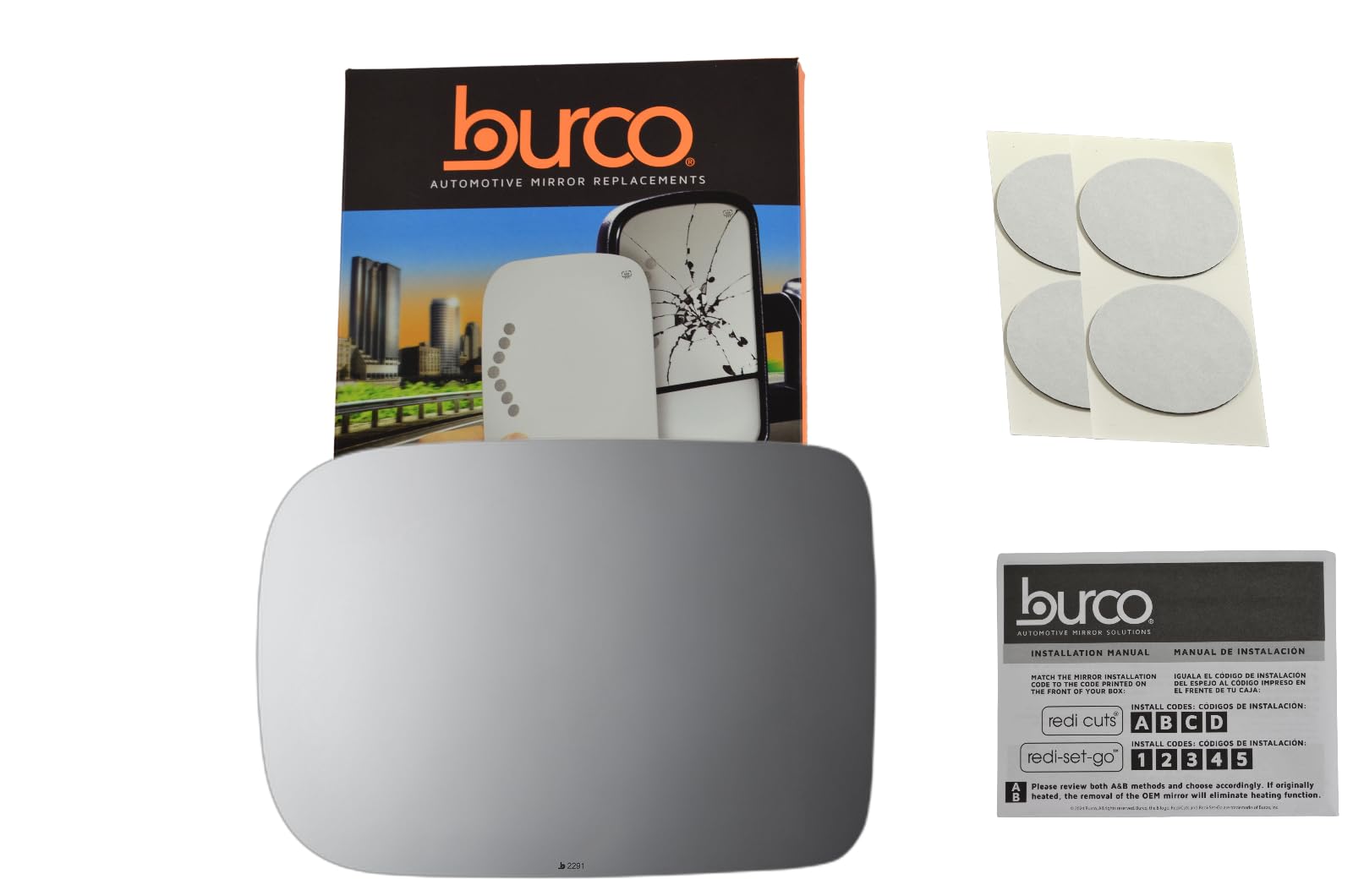 Burco 2291 Driver Side Power Replacement Mirror Glass For 1995-1998 Dodge B1500, B2500, B3500, Ram