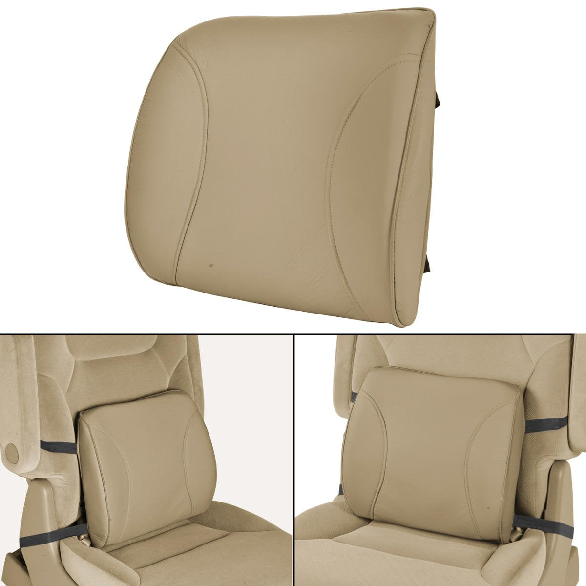 Bdk Universal Fit Cushioned Back Car Support Lumbar - (Beige)