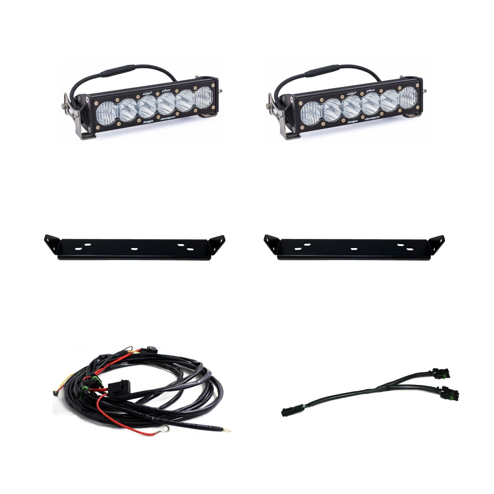 Baja Designs Onx6+ 10-Inch Led Bar Dual Behind Grille Light Kit For Ford F-150 Raptor 2021+ Truck (Driving/Combo; Clear)