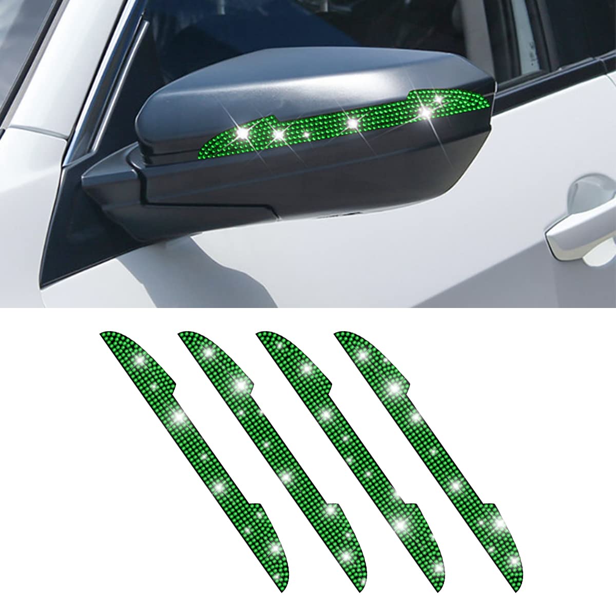 4 Pcs Bling Rhinestone Car Door Handle Scratch Protector, Universal For All Cars, Vehicles, Suvs, Car Side Rearview Mirror, Car