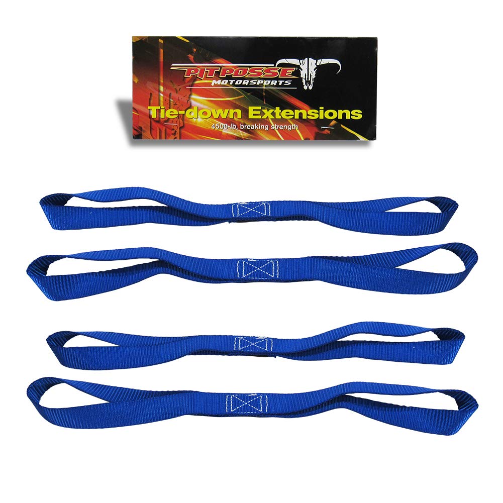 Pit Posse Pp167Bu2 Soft Loop Tie Down Straps 18'' Nylon Loops Strap Extension (4 Pack) Secure Your Motorcycle, Atv, Dirt Bike, K