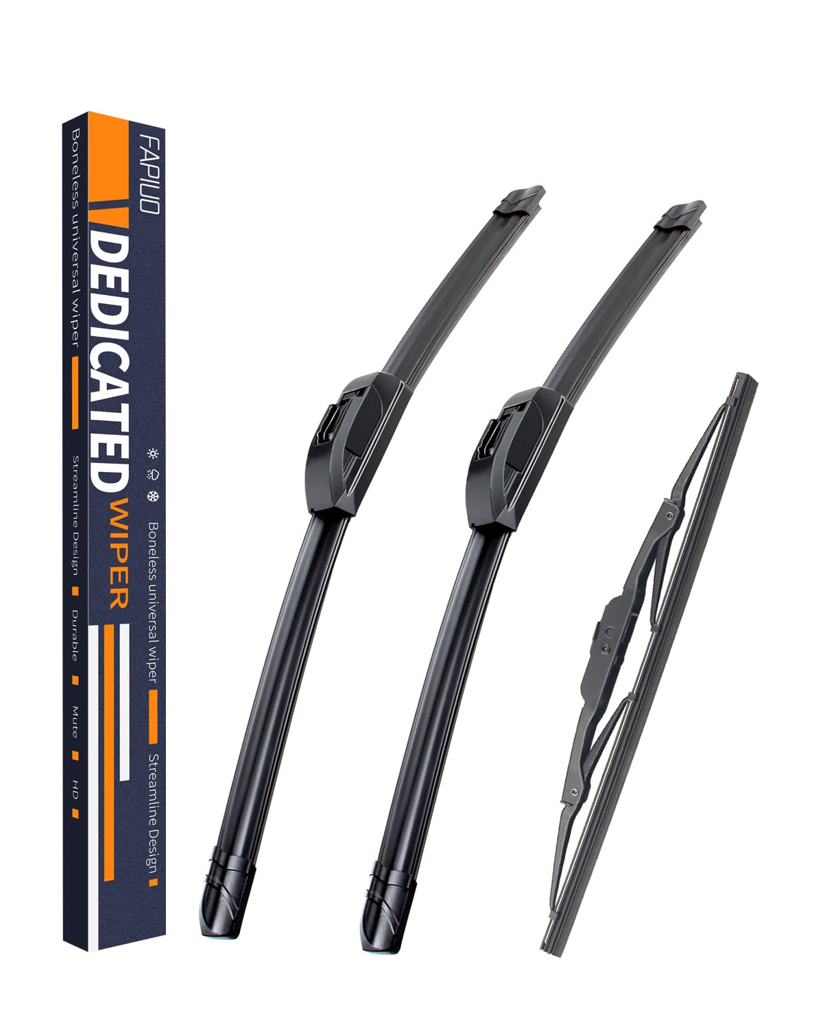 Replacement For Saturn Vue 2002-2007 Silent Wipers -Fapiuo Front And Rear Windshield Wipers 24''/19''+10'' Full Blade Set (3 Pac