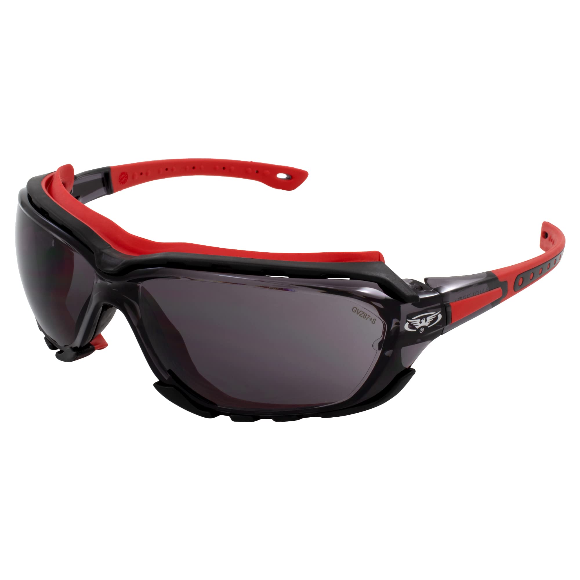 Global Vision Octane Anti-Fog Sport Motorcycle Sunglasses Red Frame W/Smoke Lenses (Red)