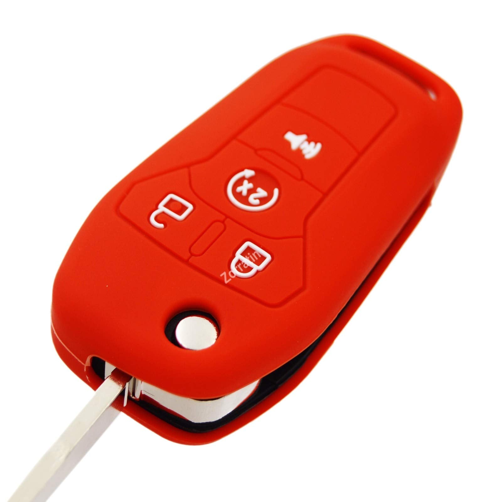 Silicone Rubber Key Fob Case Key Covers Protectors For Ford F150 F250 F350 F450 F550 Ranger Transit (Flip Key)