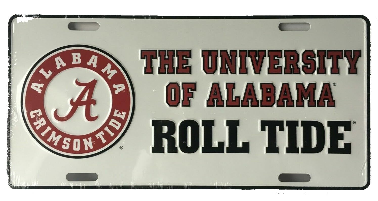 University Of Alabama Crimson Tide Bama Embossed Metal License Plate