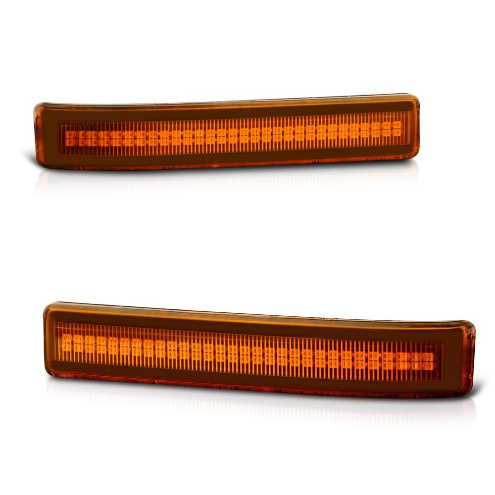 [Amber Led Strip] For 2009-2014 Ford F150 Amber Lens Side Mirror Marker Turn Signal Light Blinker Lamp Lens Assembly Replacement