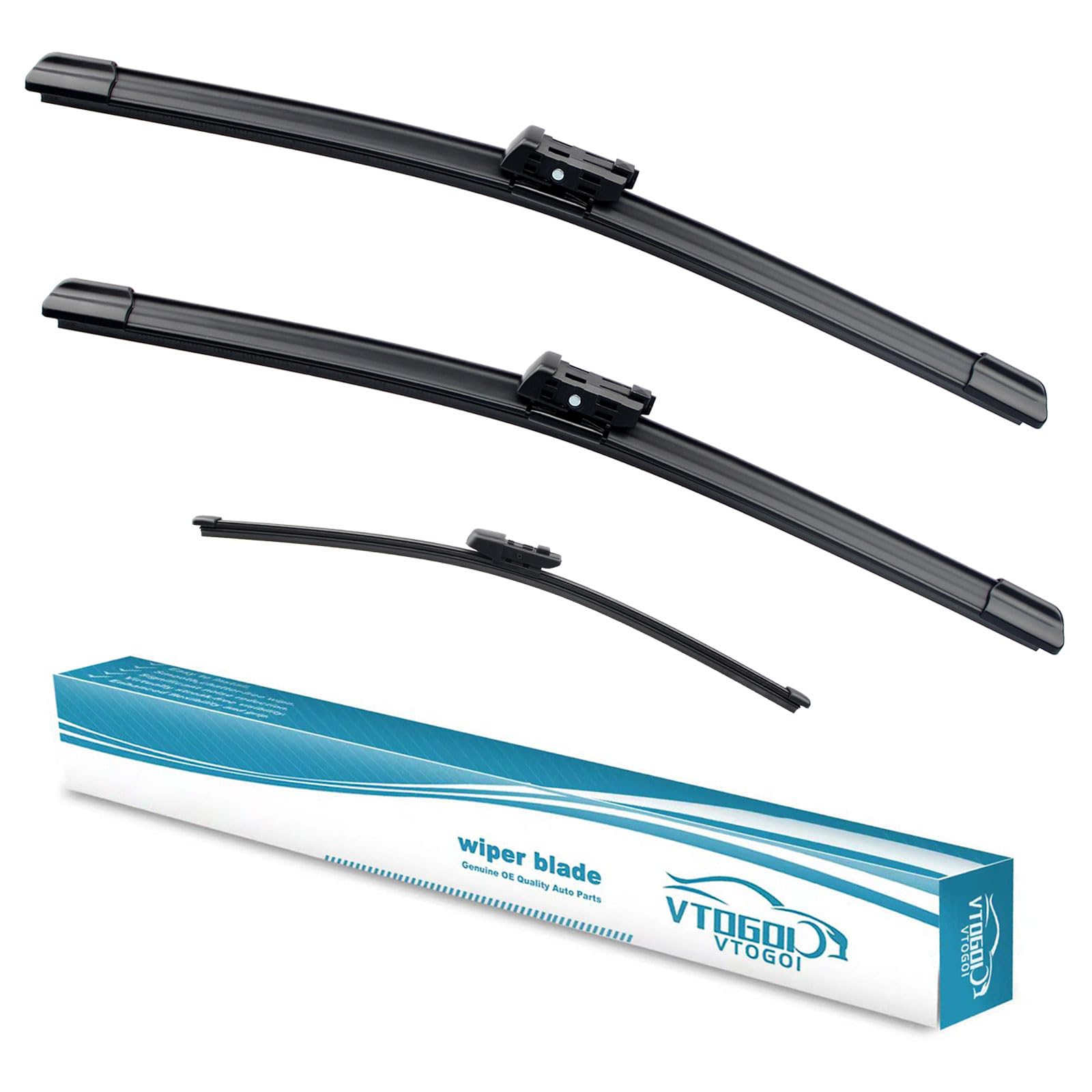 Vtogoi Wiper Blades With Rear Wiper Blades Set For 2018-2022 Volkswagen Tiguan,Automotive Replacement Windshield Wiper Blades, T