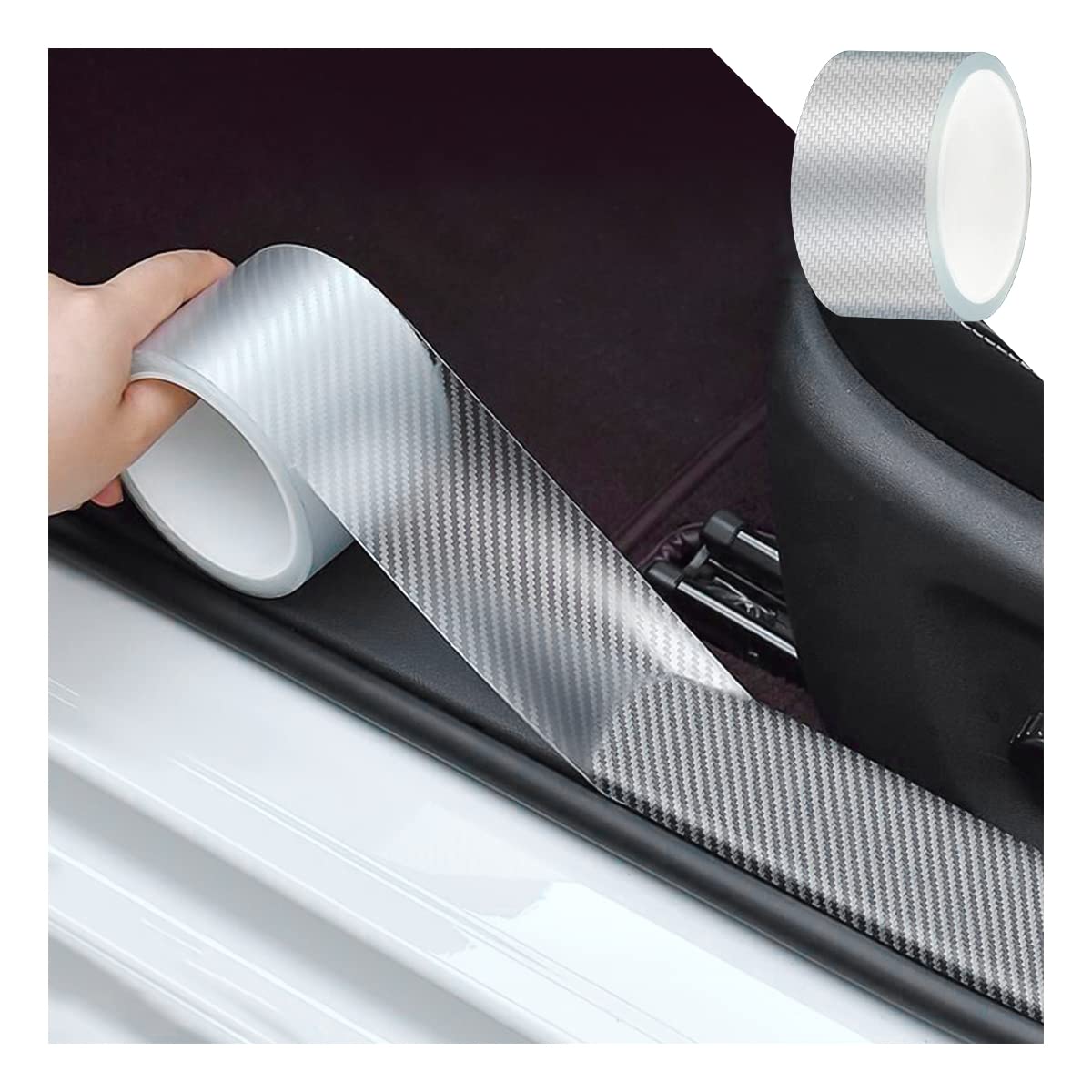 Car Door Edge Guards, Clear Invisible Carbon Fiber Auto Door Sill Protector, Anti-Collision Transparent Adhesive Strip Film, Diy