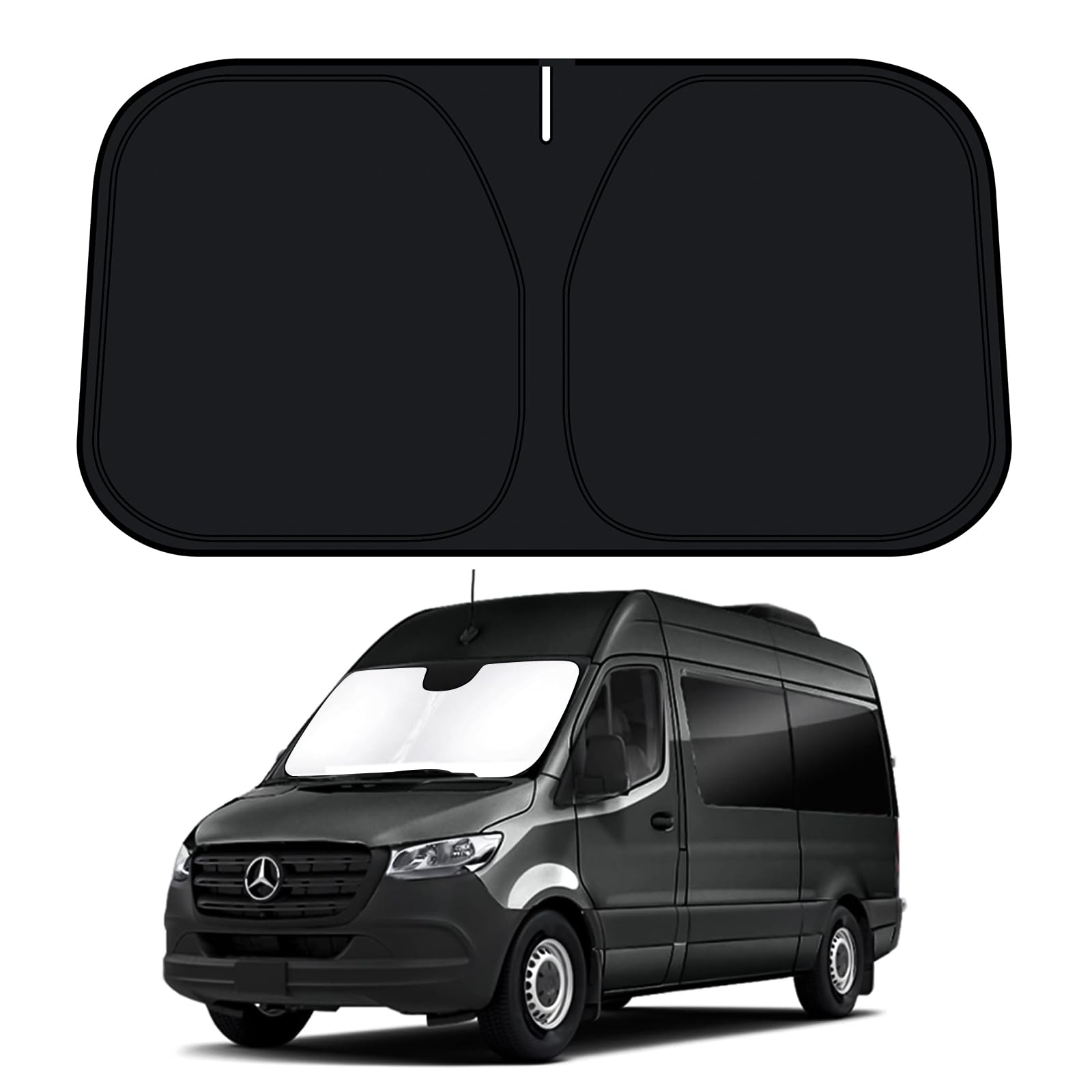 D-Lumina Windshield Sun Shade For 2007-2023 Merce-Des Benz Sprinter & Freightliner Sprinter Accessories, Front Window Sunshade S