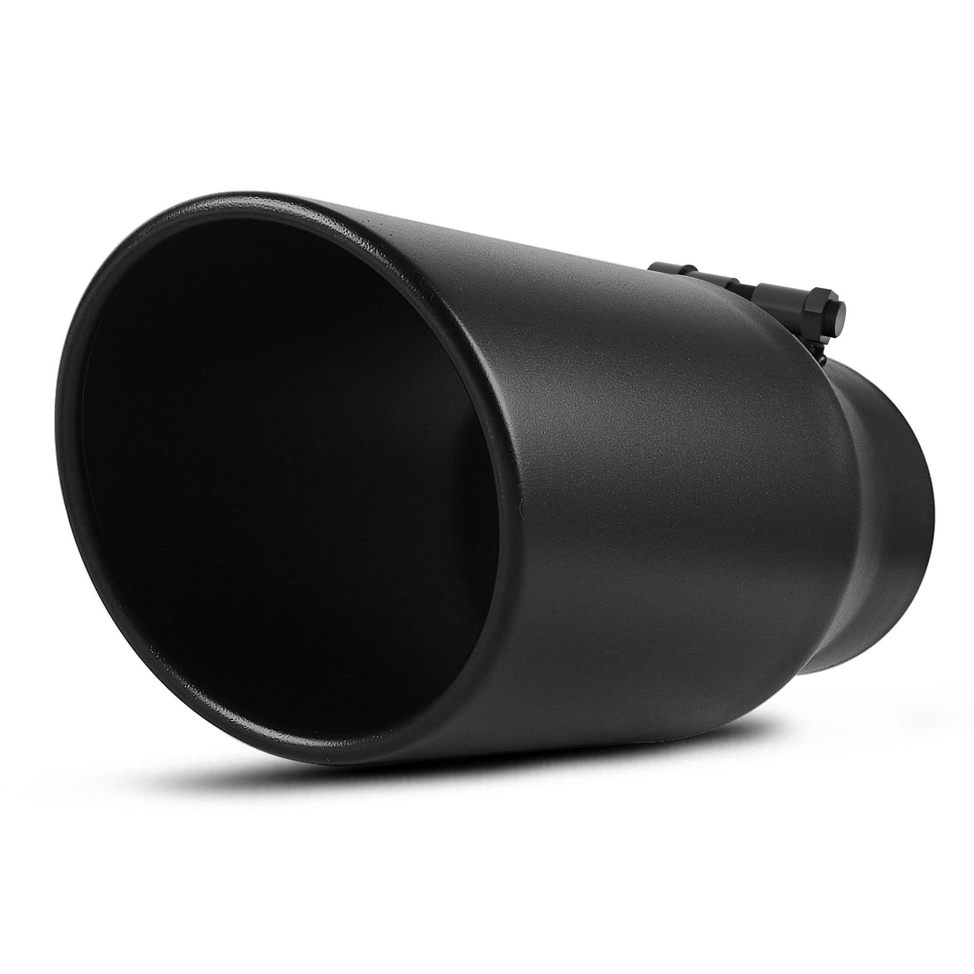 Autosaver88 3.5 Inch Inlet Black Exhaust Tip, 3.5'' Inlet 5'' Outlet 12'' Overall Length Powder Coated Finish Stainless Steel Ex