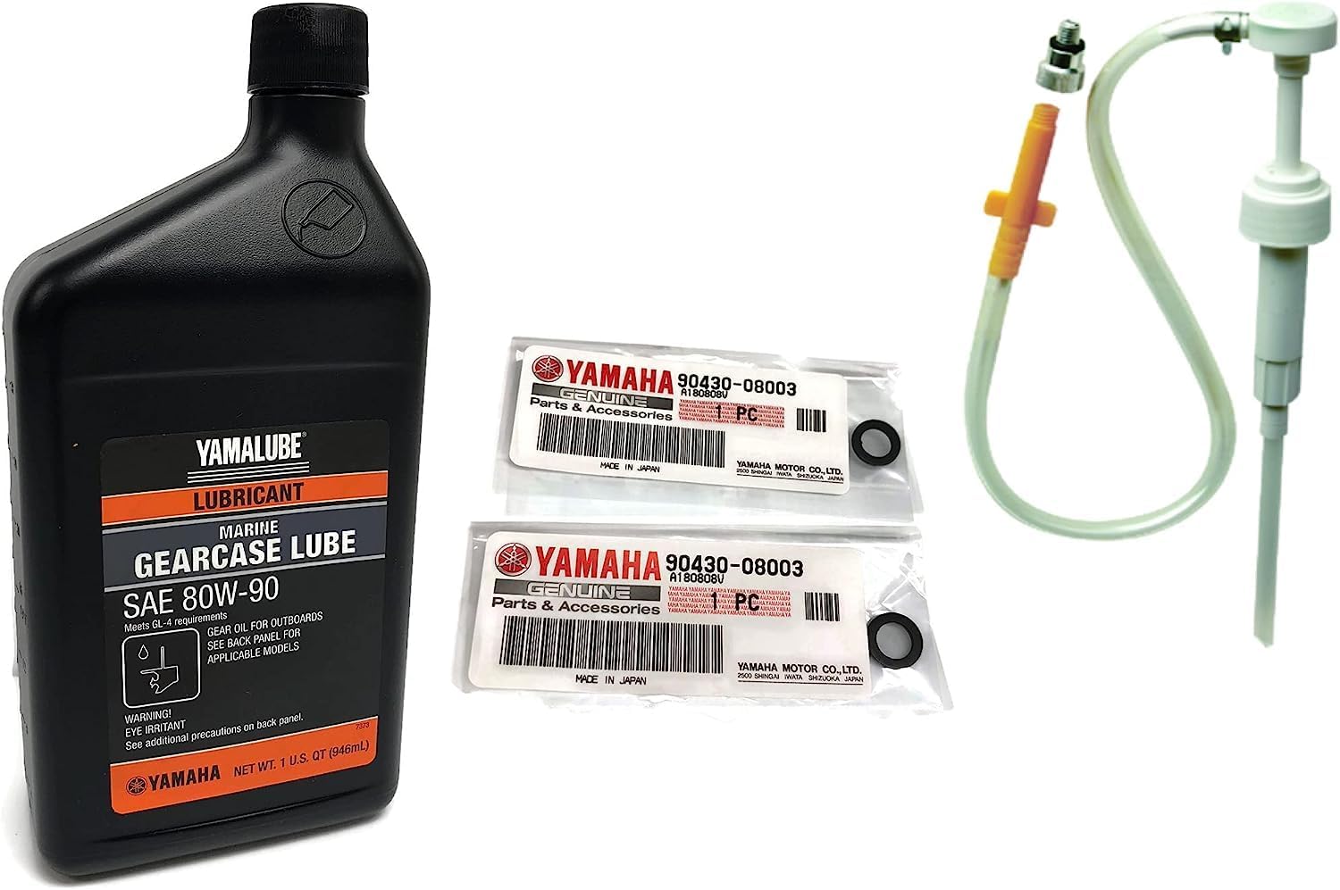 Yamaha Yamalube Oem Outboard Gear Lube Kit W/Pump, Acc-Gearl-Ub-Qt Lower Unit Oil, 90430-08003-00 Gaskets 2 Stroke 4 Stroke F15