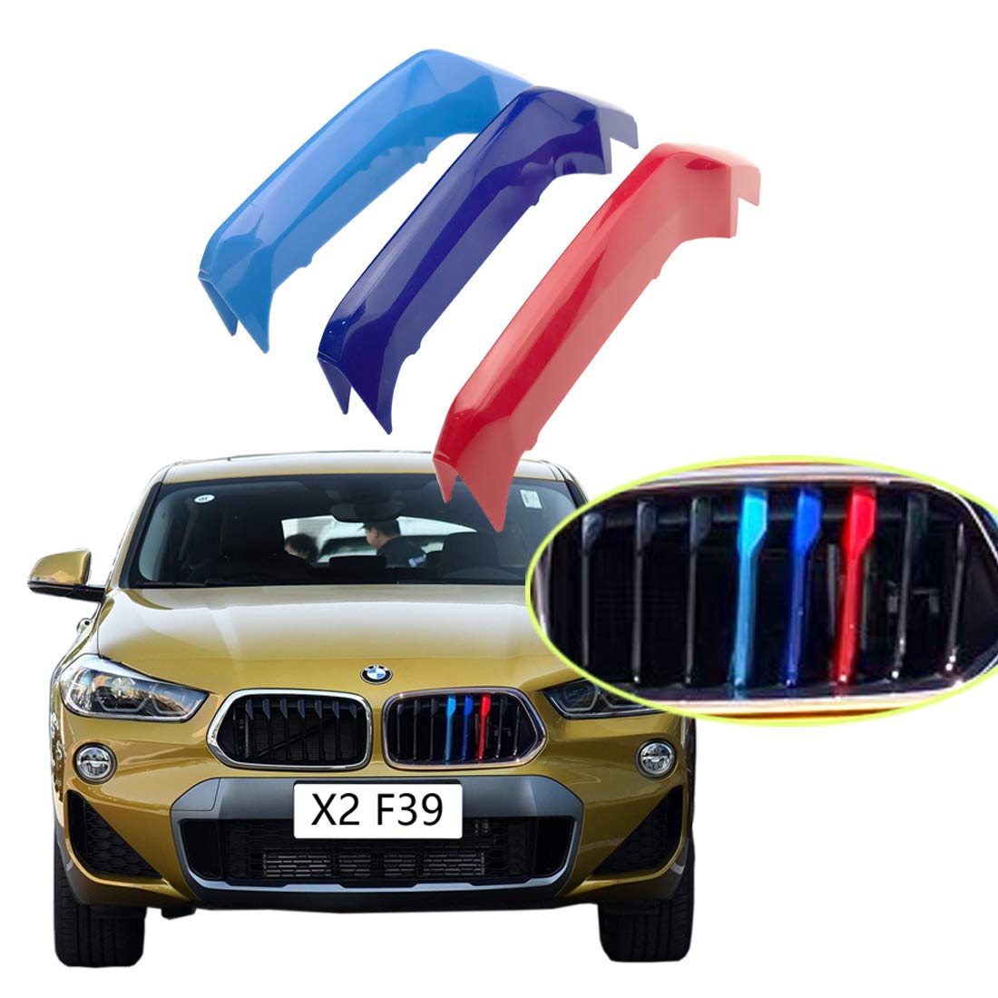 Lanyun M Color Stripes Grille Insert Trims For 2017-Up Bmw F39 X2 Center Kidney Grille 8-Beam