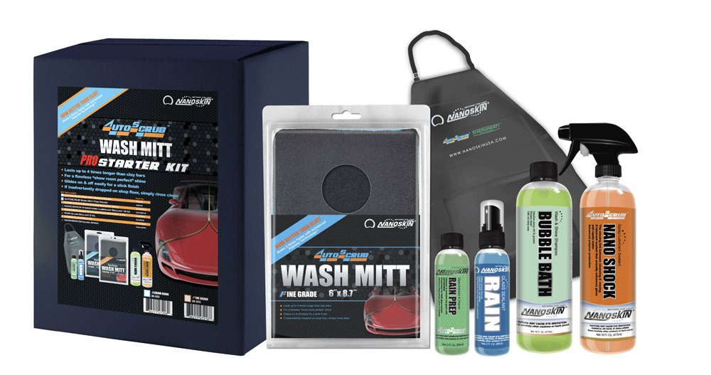 Nanoskin Autoscrub 6'' Surface Prep Mitt - Fine Grade Pro Kit - Patented Clay Bar Replacement Tool To Remove Embedded Contaminan