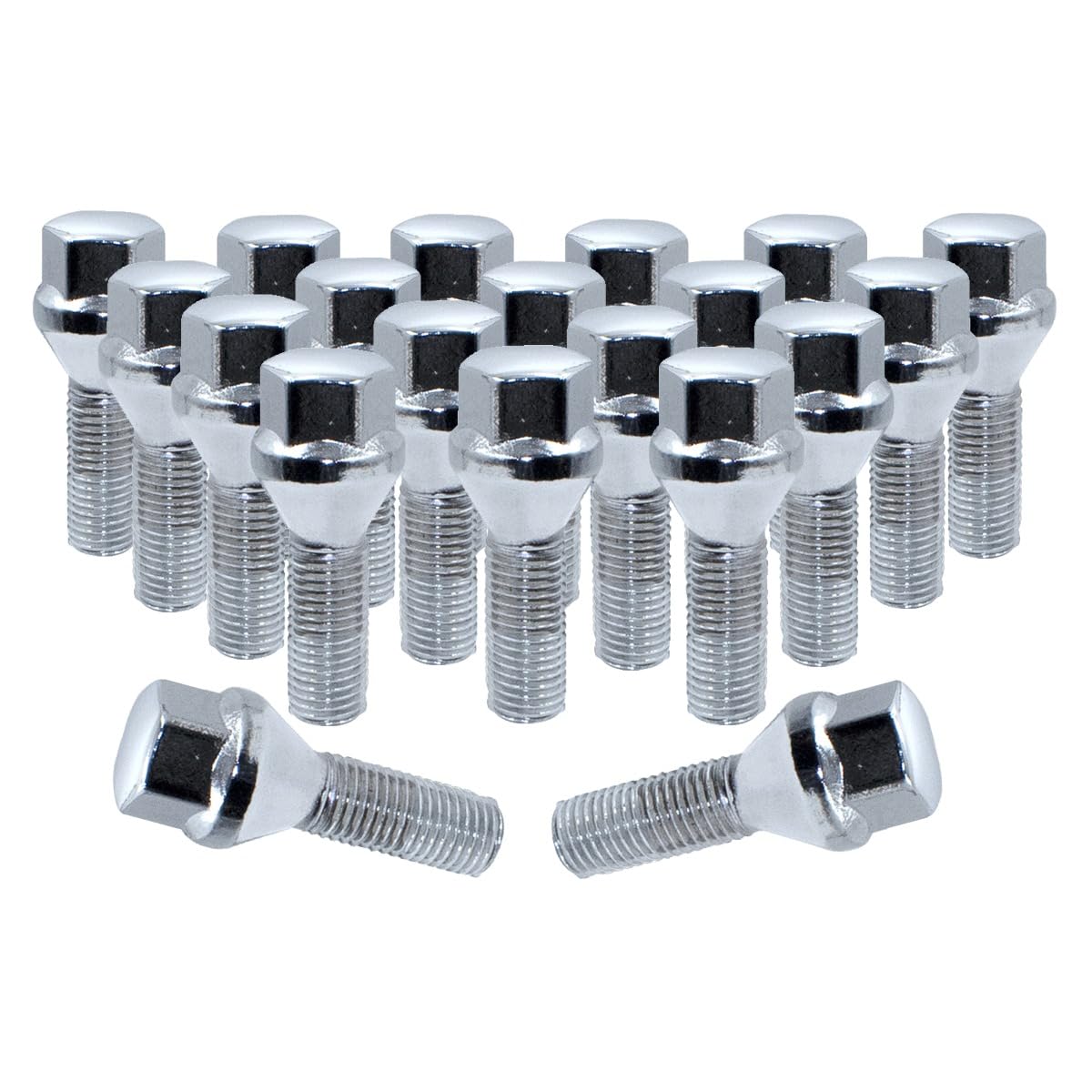Wheel Accessories Parts 20 Pcs Lug Nut Set M12 X 1.25 12X1.25 Thread Acorn Seat Lug Bolts 17Mm Hex 28Mm Thread Length Chrome Lug