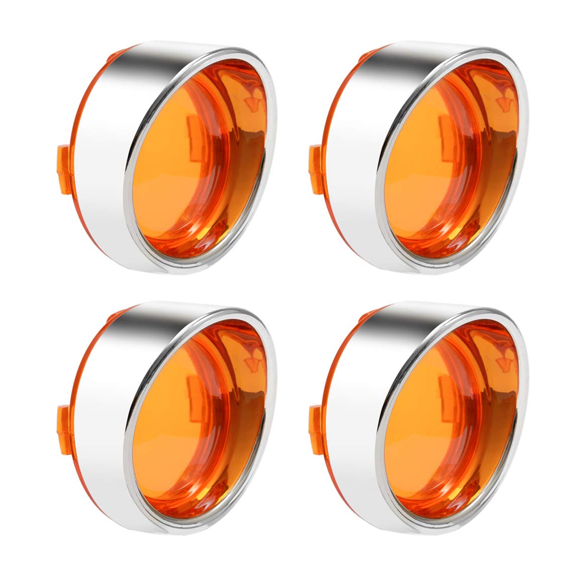 Pbymt Turn Signal Lens Cover With Chrome Visor 2'' Bullet Yellow Turn Signal Lens Cover Compatible For Harley Softail Dyna Road