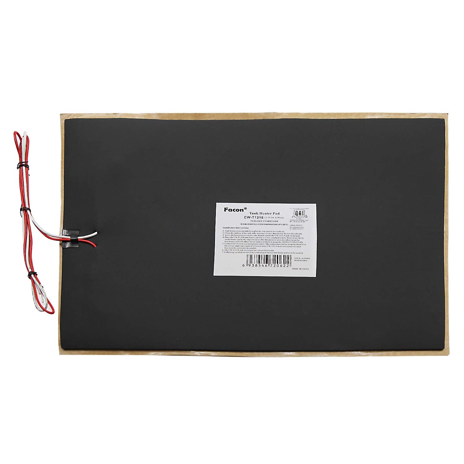 Facon 12V Heater Pad For Rv Holding Tank, W 12'' X L 18'' With Automatic Thermostat Control, Use With Up To 50 Gallons Fresh Wat