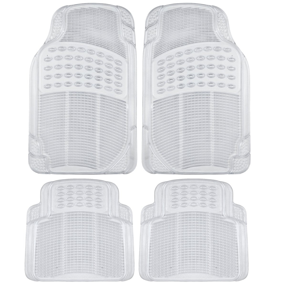 Bdk Heavy Duty 4Pc Front & Rear Rubber Floor Mats For Car Suv Van & Truck - All Weather Protection Universal Fit, Clear