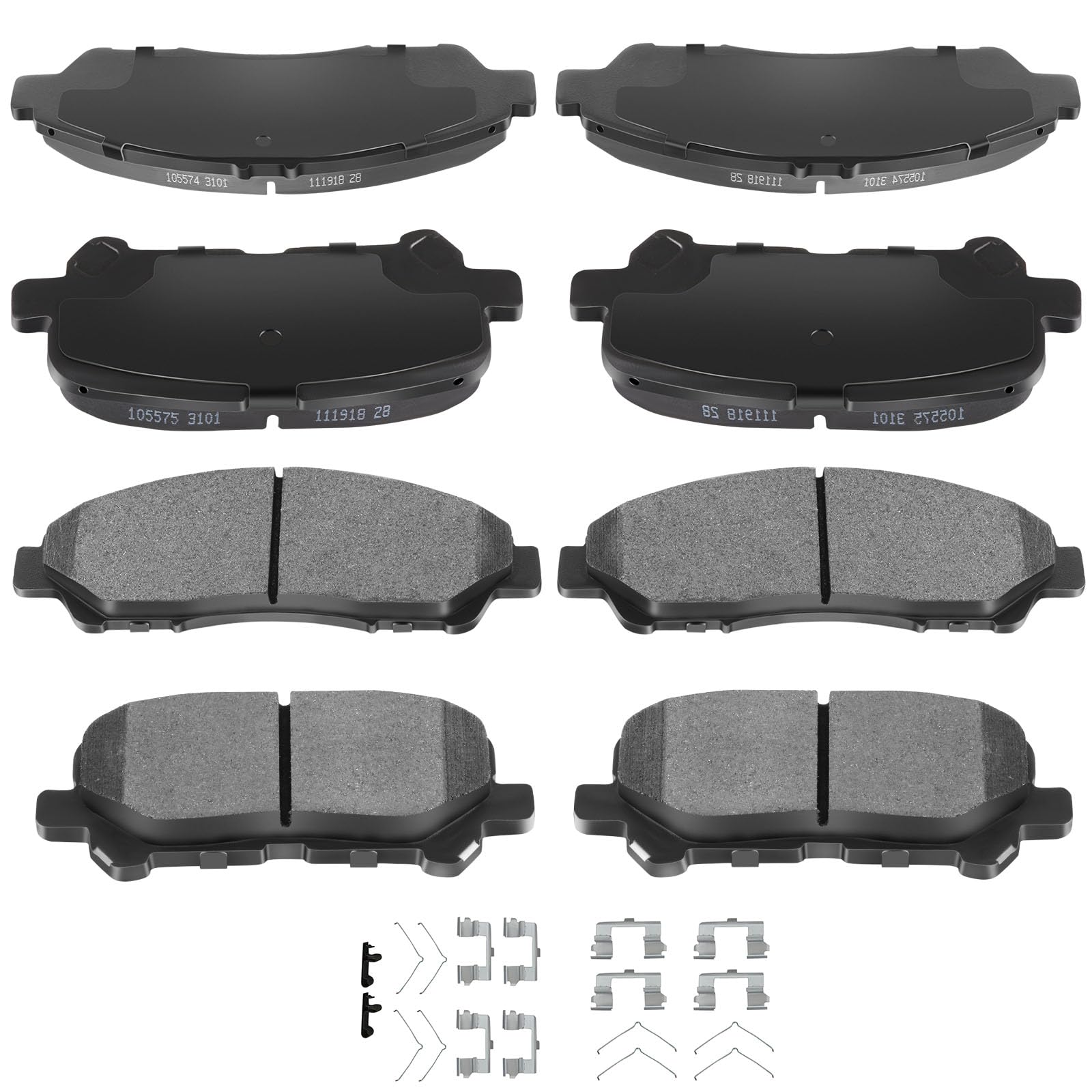 Automuto 8Pcs Front & Rear Semi-Metallic Disc Brake Pads Set D1585 D1378 For Honda Pilot 2012-2015