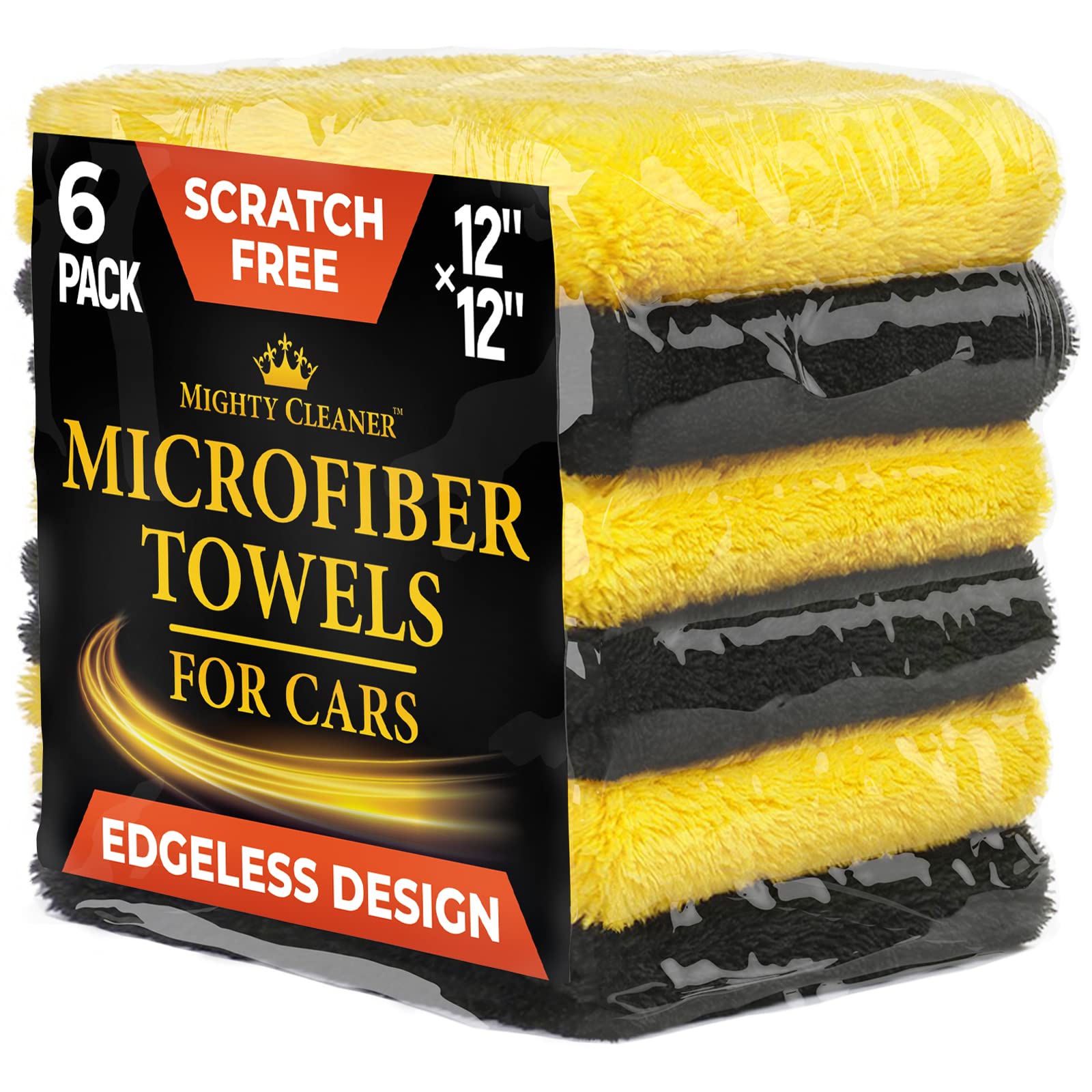 Edgeless Microfiber Towels For Cars - 6Pk (12 X12 ) - 540 Gsm - Super Soft Drying Towels Car Detailing & Buffing - Scratch-F
