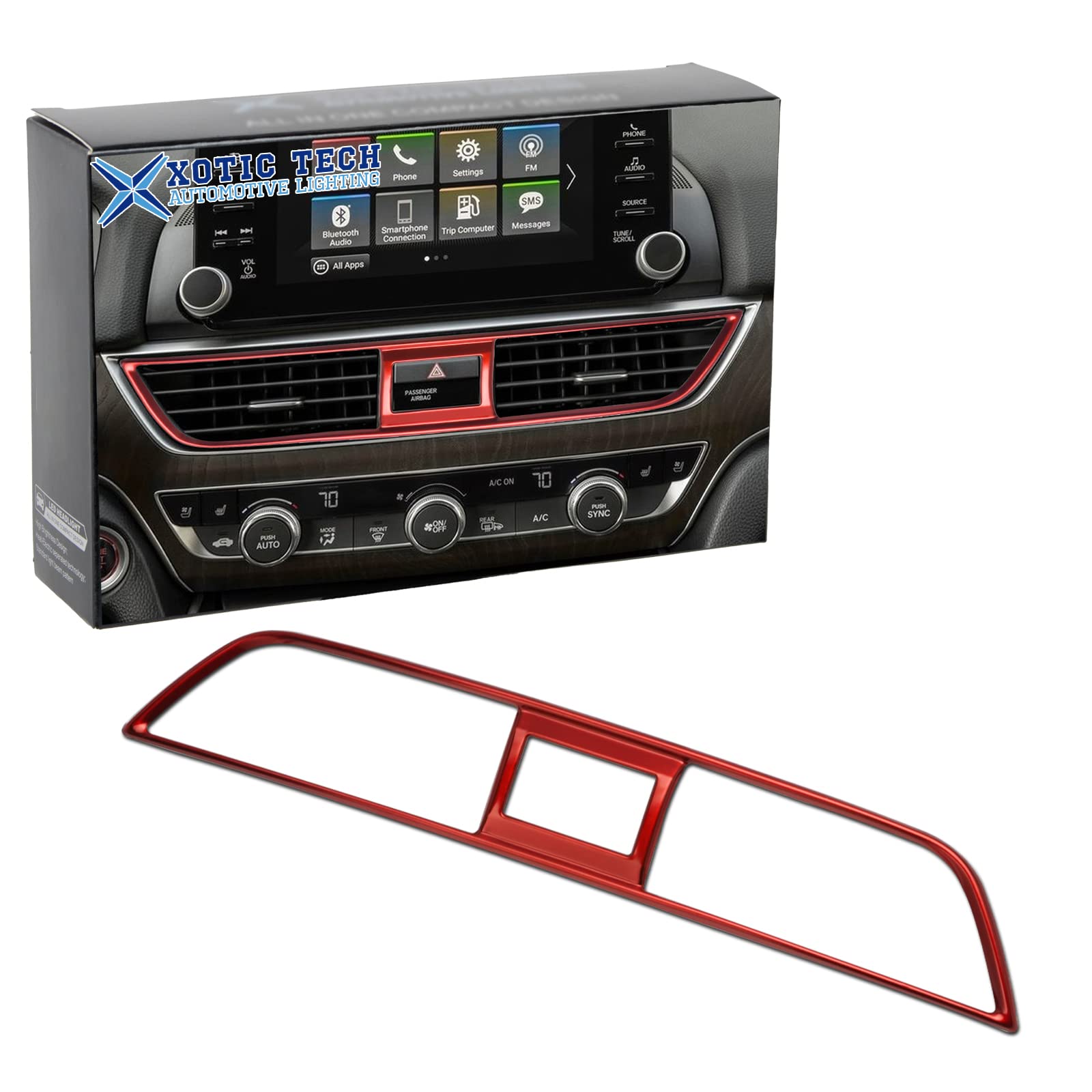 Xotic Tech Central Dashboard Air Vent Ac Outlet Frame Cover Molding Trim Stainless Steel Compatible With Honda Accord 2018 2019