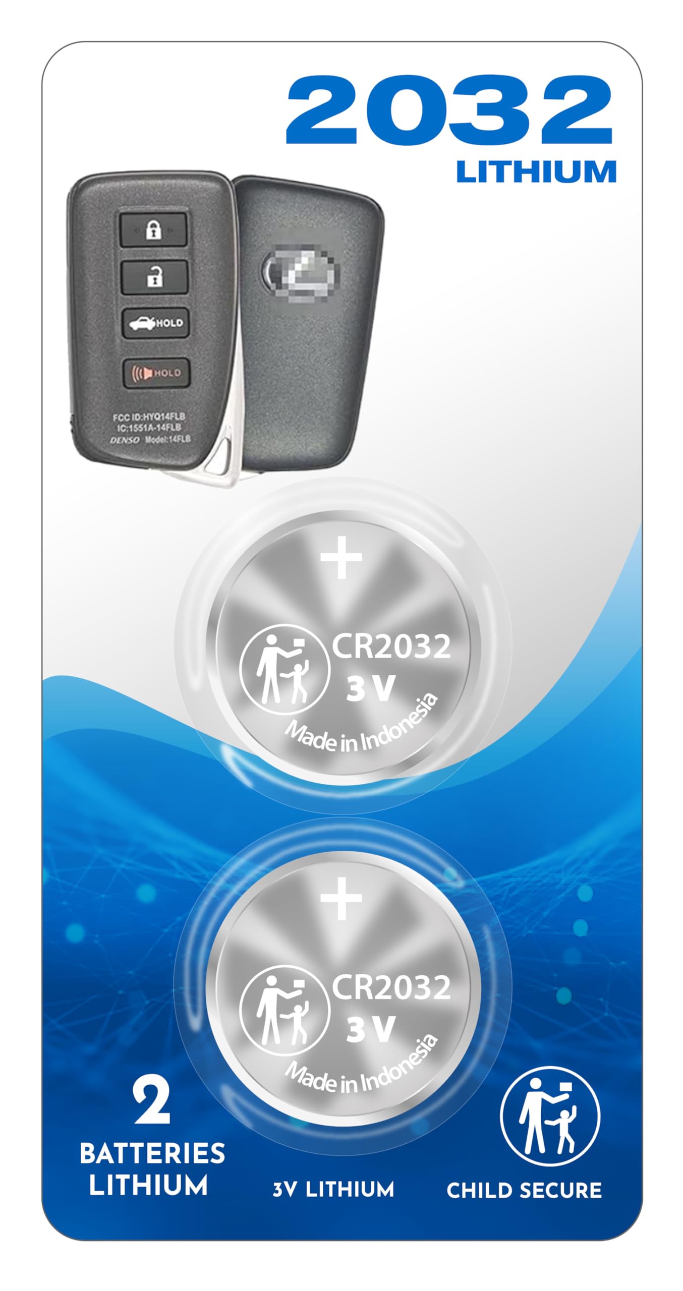 (2 Pack) Remote Key Fob Battery Oem (Bundle) Cr2032 2032 Fits Case Shell Cover Light For Lexus Smart Key 2013-2021 Es300 Es350 G