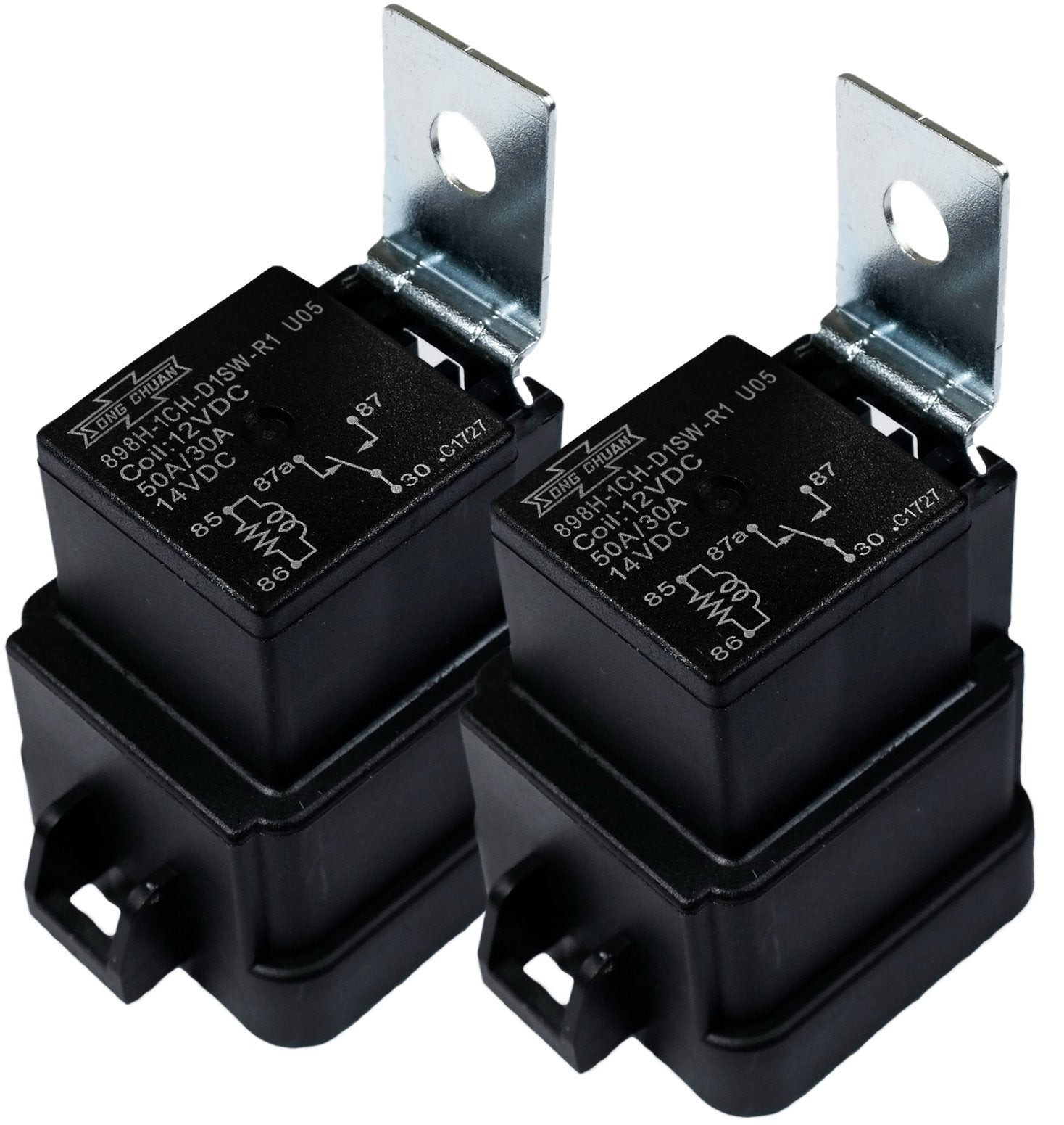 Song Chuan 898H-1Ch-D1Sw-R1 12Vdc Automotive Relay, 50A, 12Vdc, Form 1C, Weatherproof (Pack Of 2)