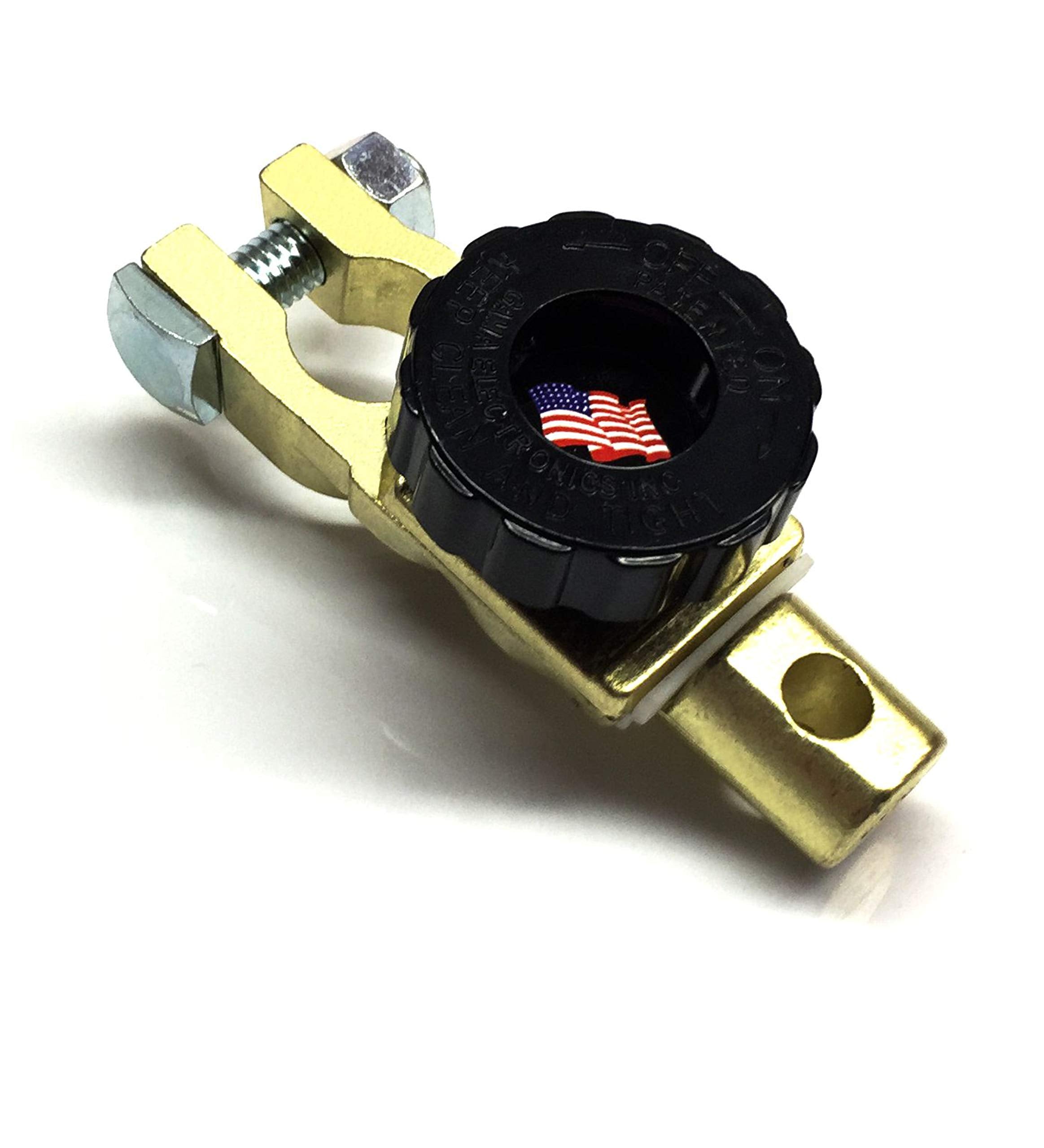 GAMA Electronics Black Top Post Battery Master Disconnect Switch - Heavy Duty, Durable Power Cut-off for Vehicles & Equipment