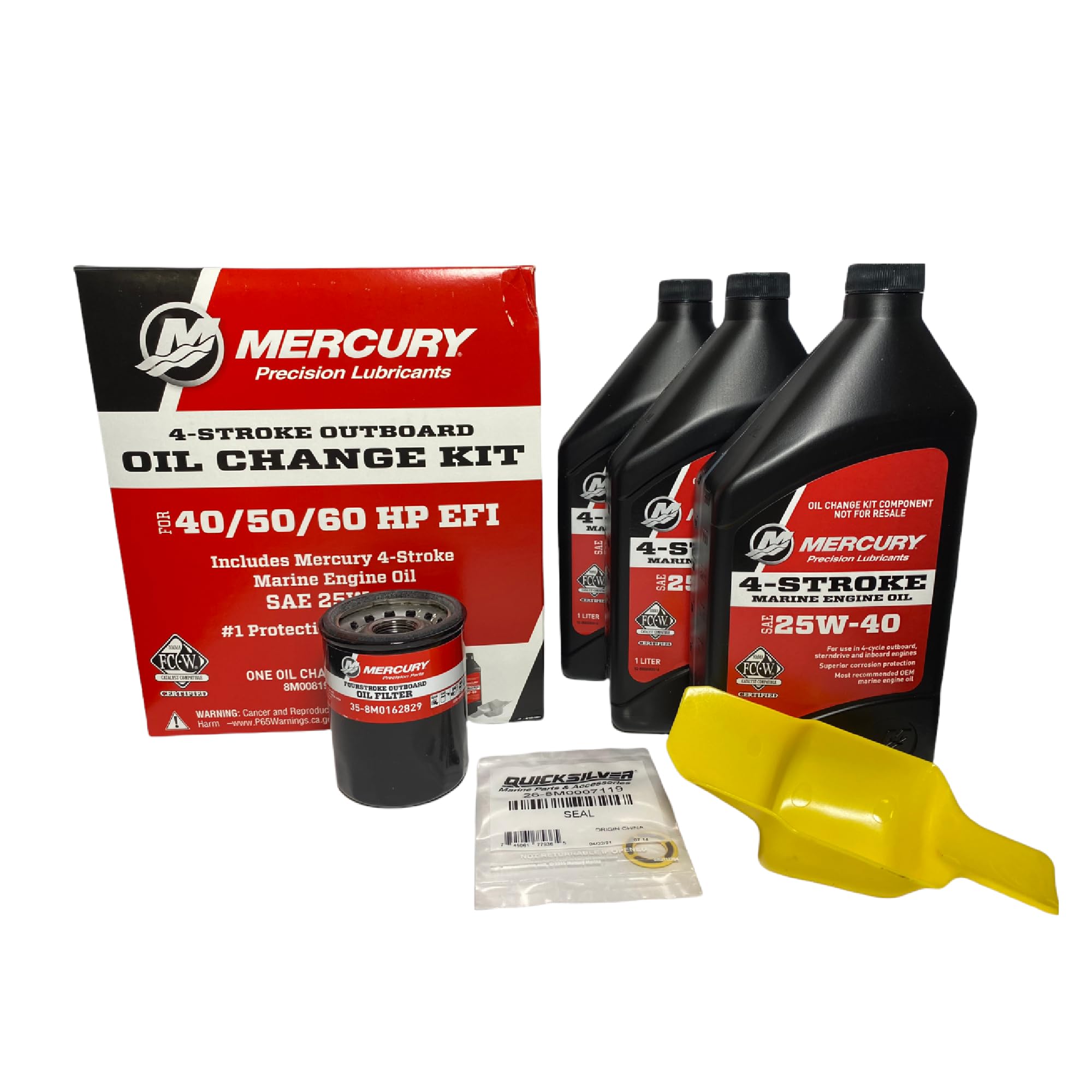 Mercury 25W-40 Oem Oil Change & Filter Kit 40-50-60Hp Four Stroke Outboard 8M0081916
