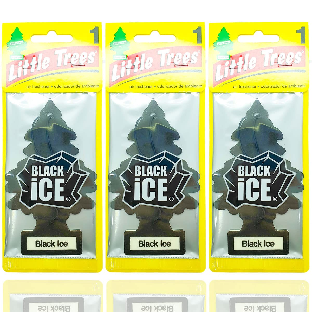 Little Trees Hanging Car And Home Air Freshener, Black Ice (Pack Of 3)
