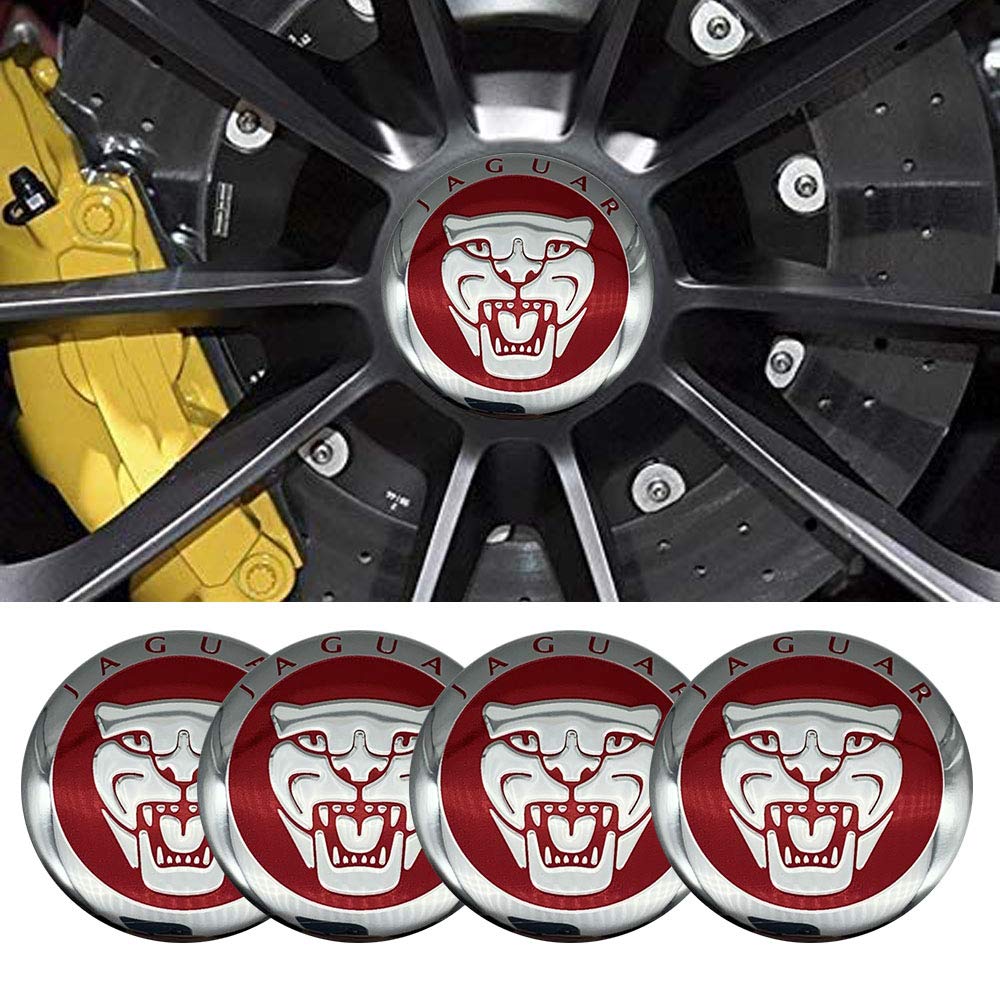 Jdclubs 4Pcs 2.22Inch Car Logo Abs Material Wheel Center Cap Sticker Wheel Emblem Badge Logo Stickers (Fit J Red)