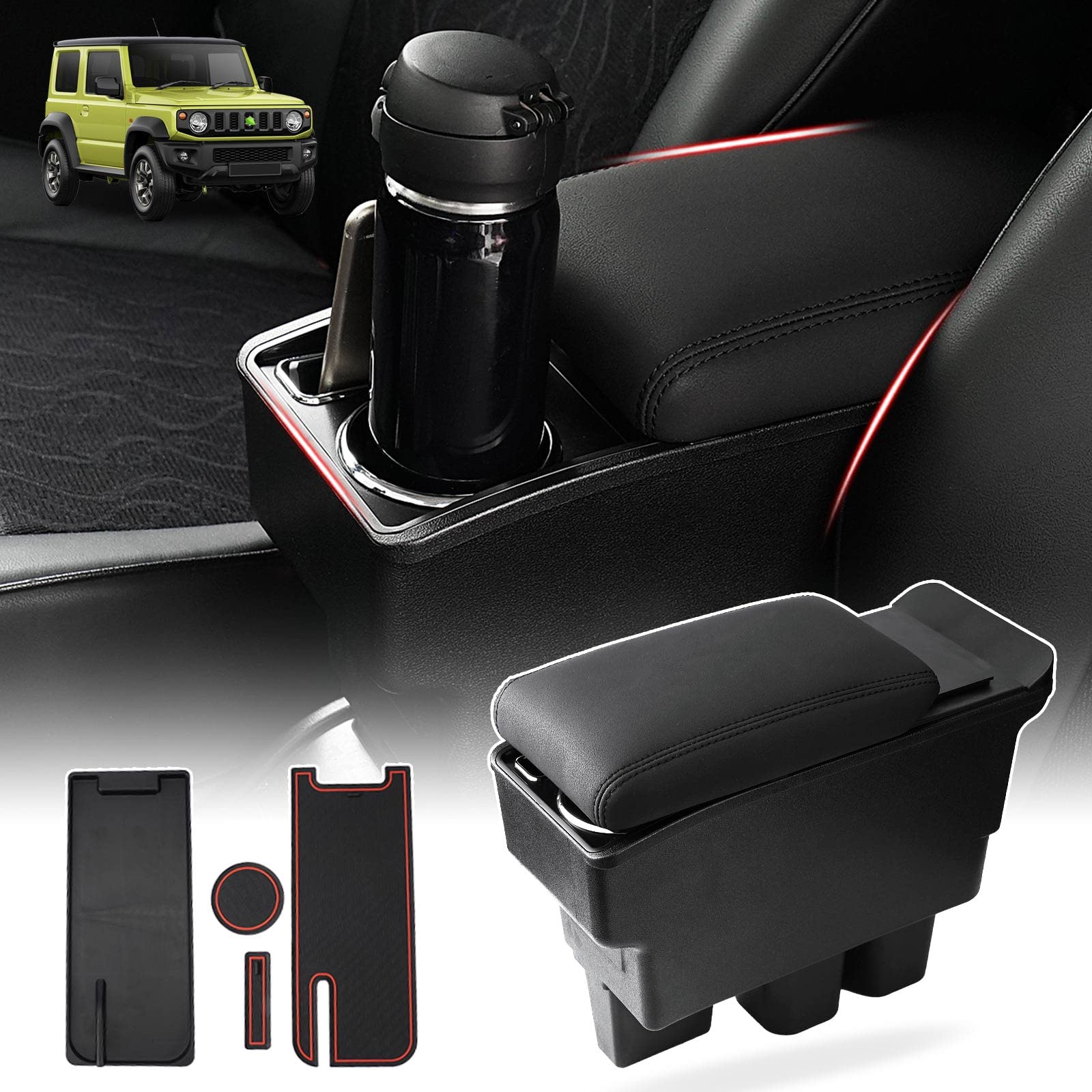 Autorder Center Console Storage Box For Suzuki Jimny Jb64W/Jb74W 2018-2025 Accessories Armrest Box Replacement With Cup Holder I