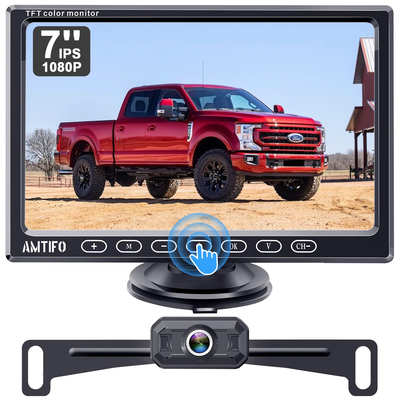 Wireless Backup Camera For Truck Car : 7-Inch Touch Key Monitor Plug And Play No Delay No Dropped Frames Clear Brightness Rear V