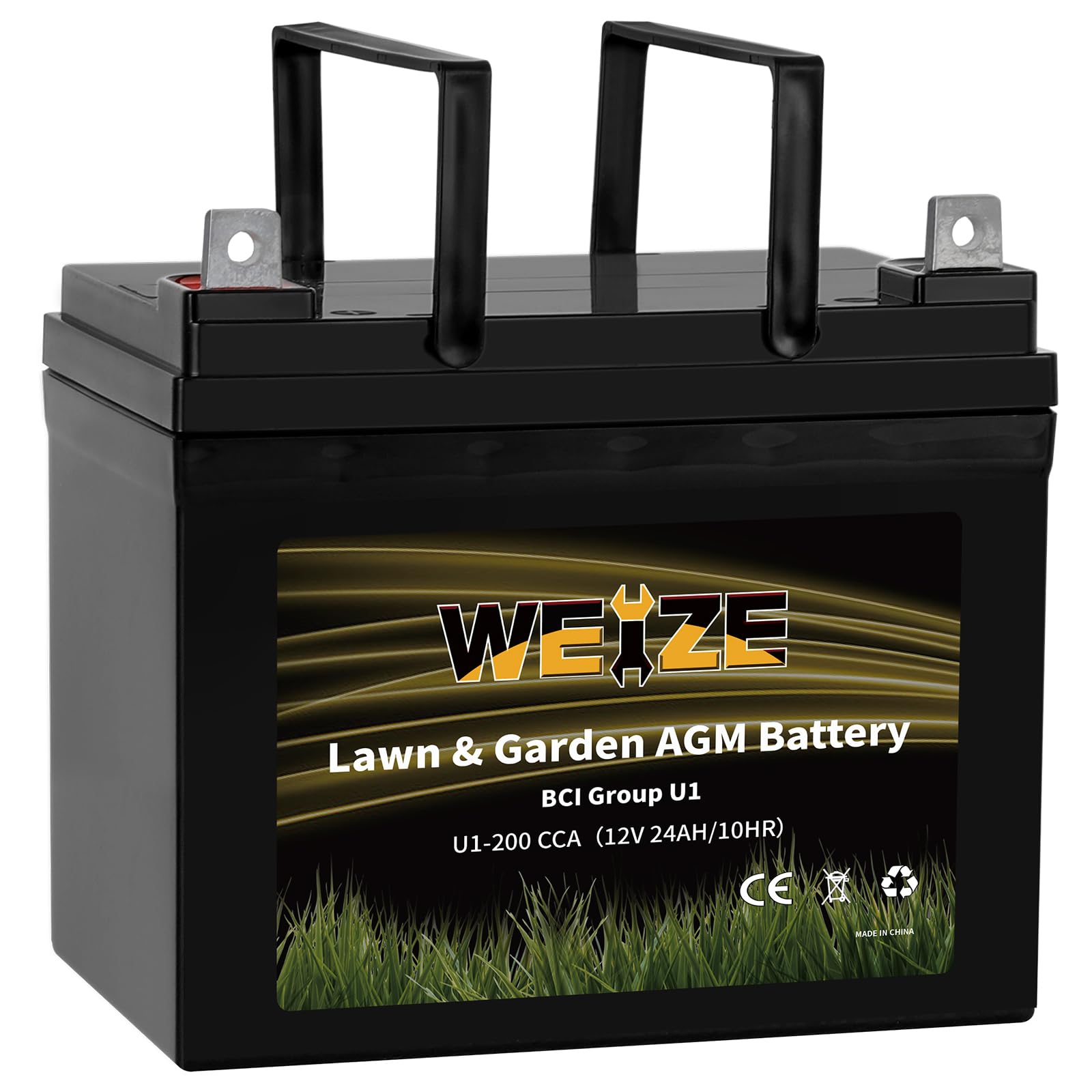 Weize Lawn & Garden Agm Battery, 12V 200Cca Bci Group U1 Sla Starting Battery For Lawn, Tractors And Mowers, Compatible With Joh
