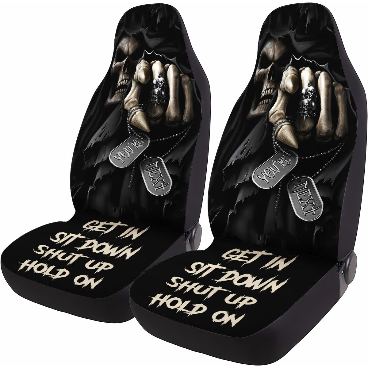 Genany You'Re Next 2 Front Car Seat Covers For Car Truck Sedan Suv, Horror Seat Cover,Halloween Seat Cover, Durable Automotive S