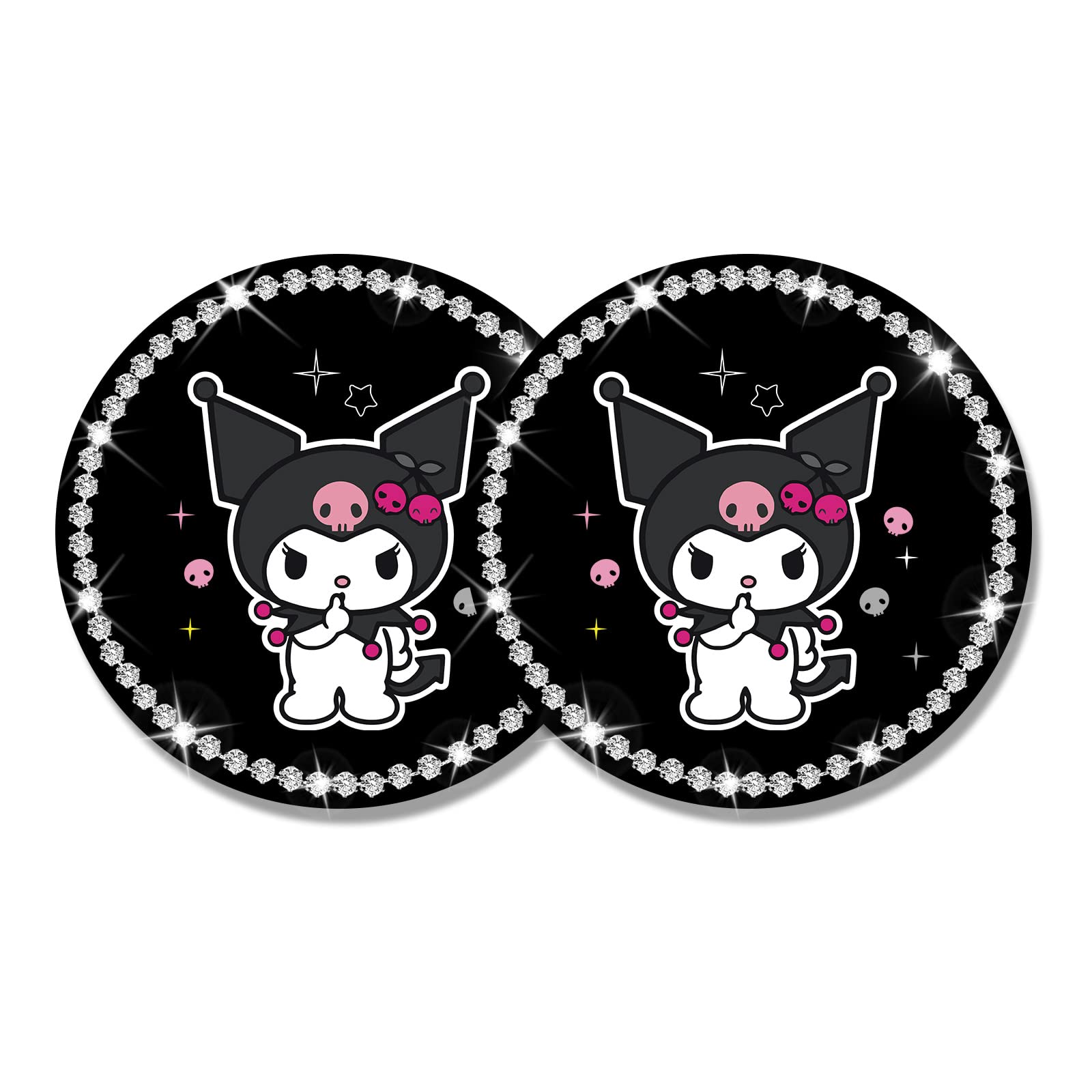 2Pcs Bling Car Cup Coaster, 2.75 Inch Cute Universal Silicone Non-Slip Cup Holders Coaster, Funny Car Decor Car Interior Accesso